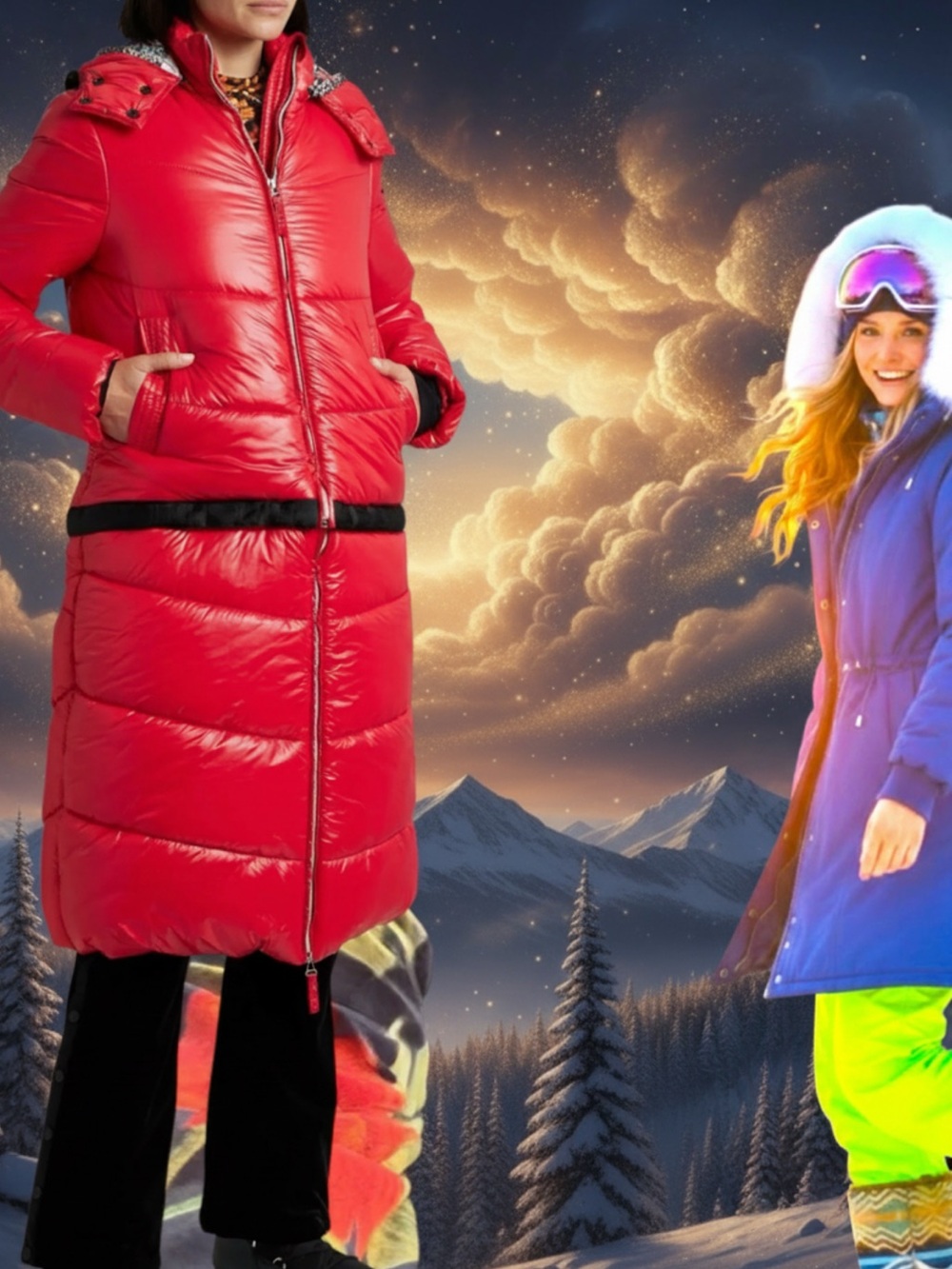 Jet Set  Sirio Convertible Quilted Hooded  Women's Red  Ski Puffer Coat
